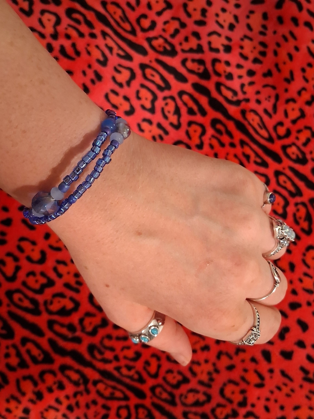 Handmade Blue Beaded Bracelet - Women's Jewelry